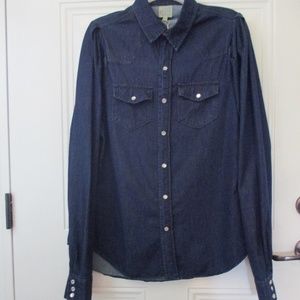 Torn by Ronny Kobo Dark Wash Denim Shirt L NWT